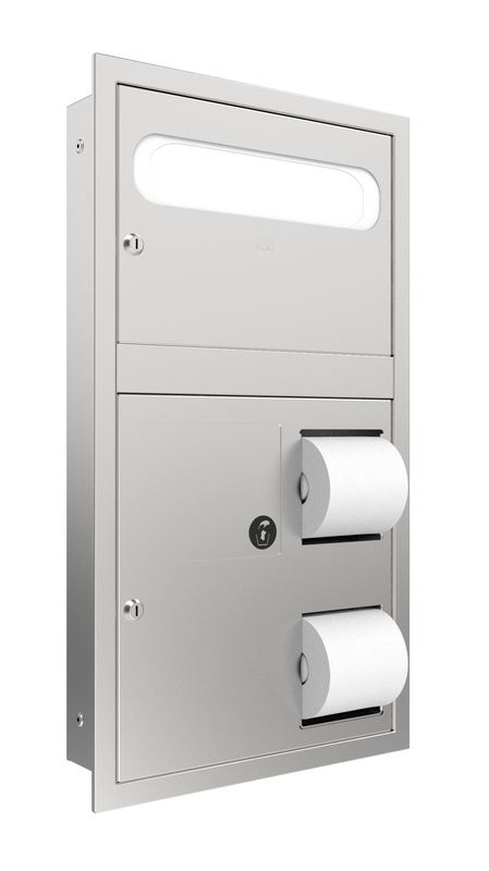 1-Stall Seat Cover/Paper Dispenser, Napkin Disposal, Recessed
